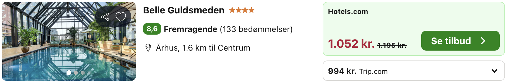 Se det aktuelle tilbud til Belle Guldsmeden Århus