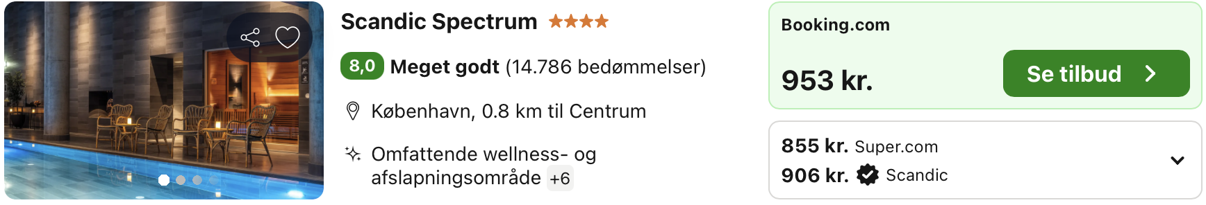 Se det aktuelle tilbud til Scandic Spectrum København