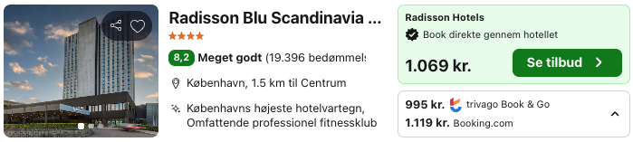Se det aktuelle tilbud til Radisson Blu Scandinavia Hotel Copenhagen København