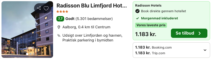 Se det aktuelle tilbud til Radisson Blu Limfjord Hotel Aalborg