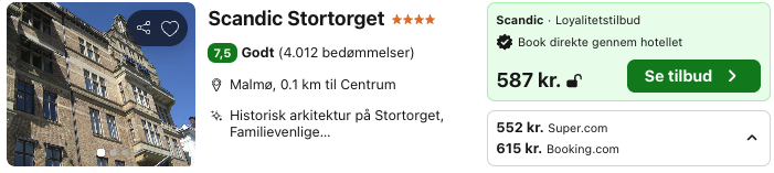 Se det aktuelle tilbud til Scandic Stortorget Malmø