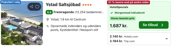 Se det aktuelle tilbud til Ystad Saltsjöbad