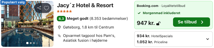 Se det aktuelle tilbud til Jacy Z Hotel Resort Gøteborg
