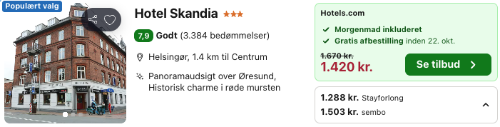 Se det aktuelle tilbud til Skandia Helsingør