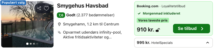 Se det aktuelle tilbud til Smygehus Havsbad Smygehamn