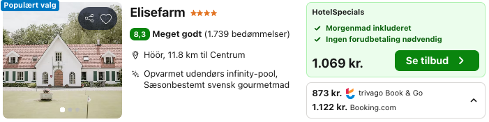 Se det aktuelle tilbud til Elisefarm Höör