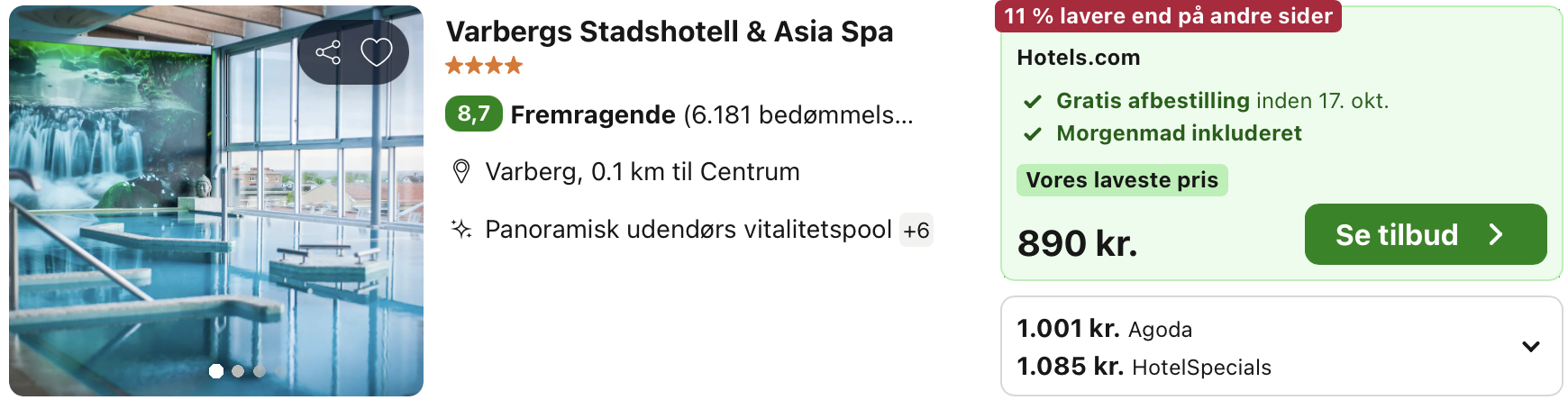 Se det aktuelle tilbud til Varbergs Stadshotell Asia Spa