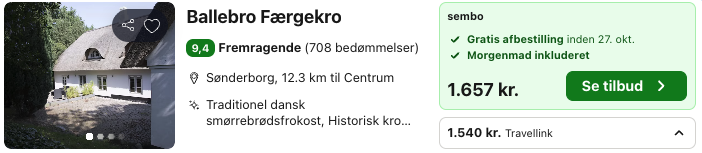Se det aktuelle tilbud til Ballebro Færgekro Sønderborg