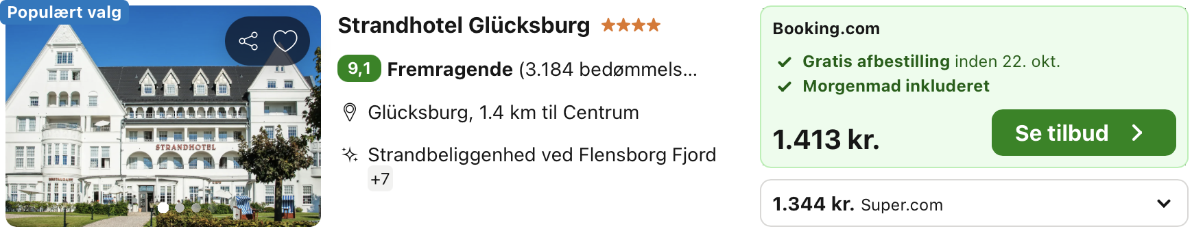 Se det aktuelle tilbud til Strandhotel Glücksburg