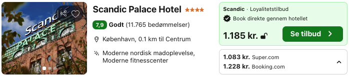 Se det aktuelle tilbud til Scandic Palace Hotel København