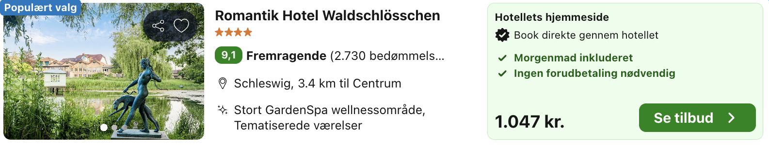 Se det aktuelle tilbud til Romantik Hotel Waldschlösschen Schleswig