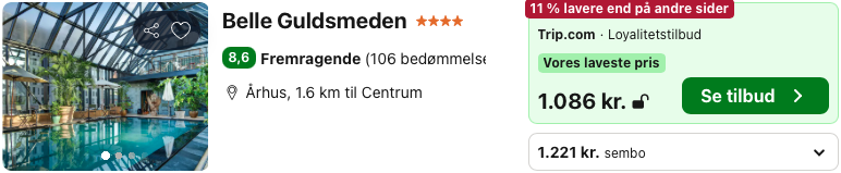 Se det aktuelle tilbud til Belle Guldsmeden Århus