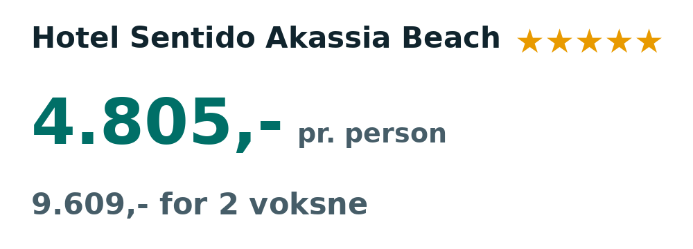 Prisoversigt fra Aarhus: 13. - 20. dec 26, 7 nætter, 4.805,- pr. person