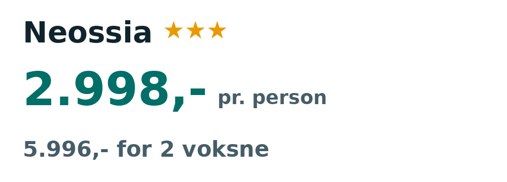 Prisoversigt fra København: 4. - 11. okt 26, 7 nætter, 2.998,- pr. person