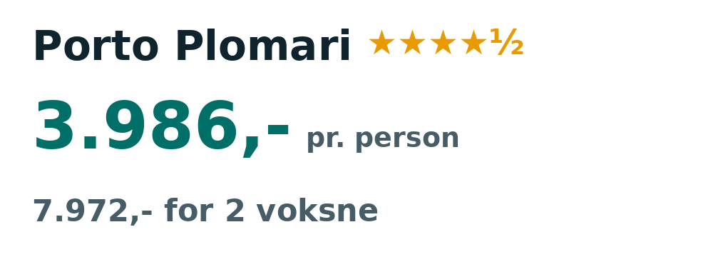 Prisoversigt fra København: 4. - 11. okt 26, 7 nætter, 3.986,- pr. person