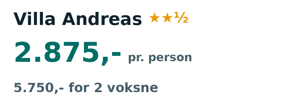 Prisoversigt fra Aalborg: 23. - 30. sep 26, 7 nætter, 2.875,- pr. person