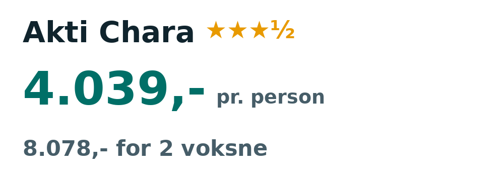 Prisoversigt fra Billund: 26. sep - 3. okt 26, 7 nætter, 4.039,- pr. person