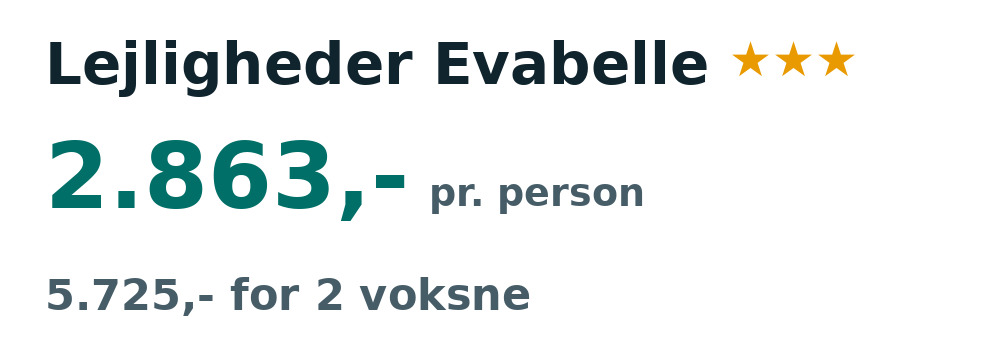 Prisoversigt fra København: 13. - 20. nov 26, 7 nætter, 2.863,- pr. person