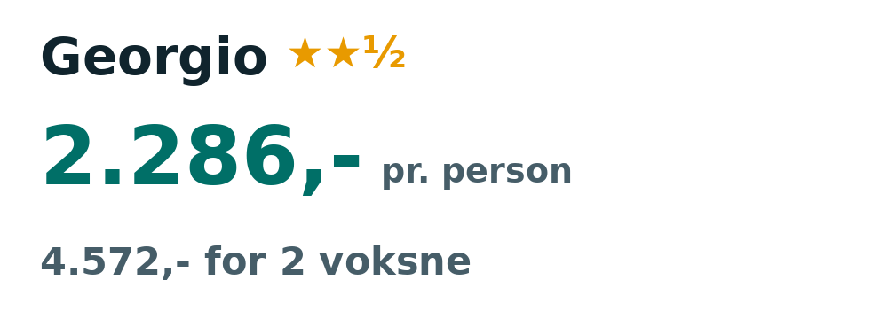 Prisoversigt fra København: 28. sep - 5. okt 26, 7 nætter, 2.286,- pr. person