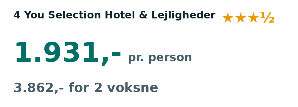 Prisoversigt fra København: 15. - 22. okt 26, 7 nætter, 1.931,- pr. person