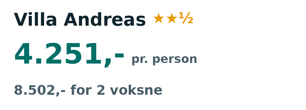 Prisoversigt fra København: 25. sep - 2. okt 26, 7 nætter, 4.251,- pr. person