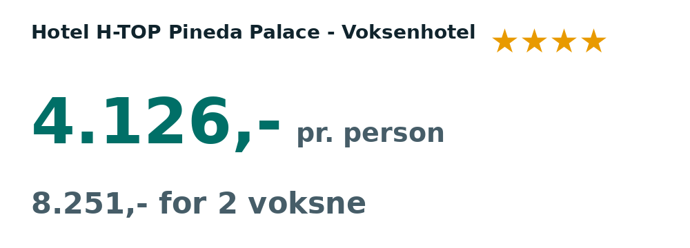 Prisoversigt fra Billund: 17. - 24. okt 26, 7 nætter, 4.126,- pr. person