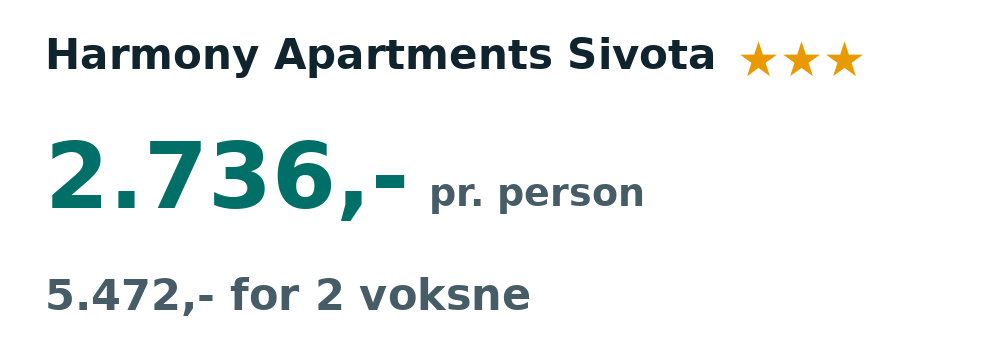 Prisoversigt fra Aalborg: 16. - 23. sep 26, 7 nætter, 2.736,- pr. person