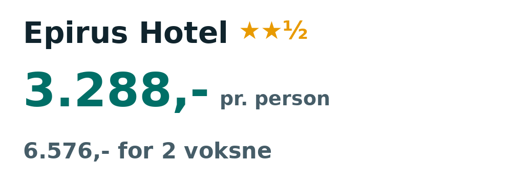 Prisoversigt fra København: 26. sep - 3. okt 26, 7 nætter, 3.288,- pr. person