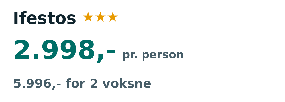 Prisoversigt fra København: 4. - 11. okt 26, 7 nætter, 2.998,- pr. person