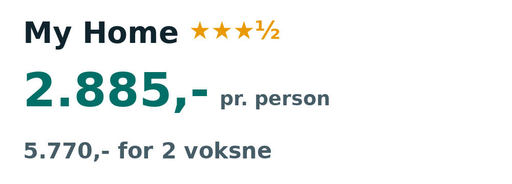 Prisoversigt fra Billund: 7. - 14. dec 26, 7 nætter, 2.885,- pr. person