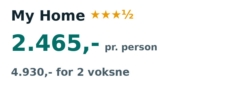 Prisoversigt fra København: 26. nov - 3. dec 26, 7 nætter, 2.465,- pr. person