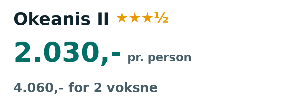 Prisoversigt fra København: 3. - 10. okt 26, 7 nætter, 2.030,- pr. person