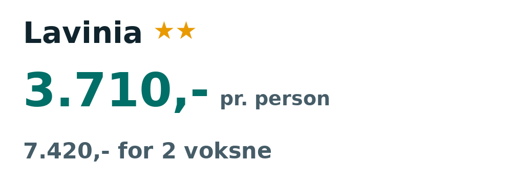 Prisoversigt fra København: 25. sep - 8. okt 26, 13 nætter, 3.710,- pr. person