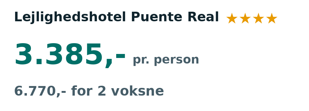 Prisoversigt fra København: 4. - 11. nov 26, 7 nætter, 3.385,- pr. person