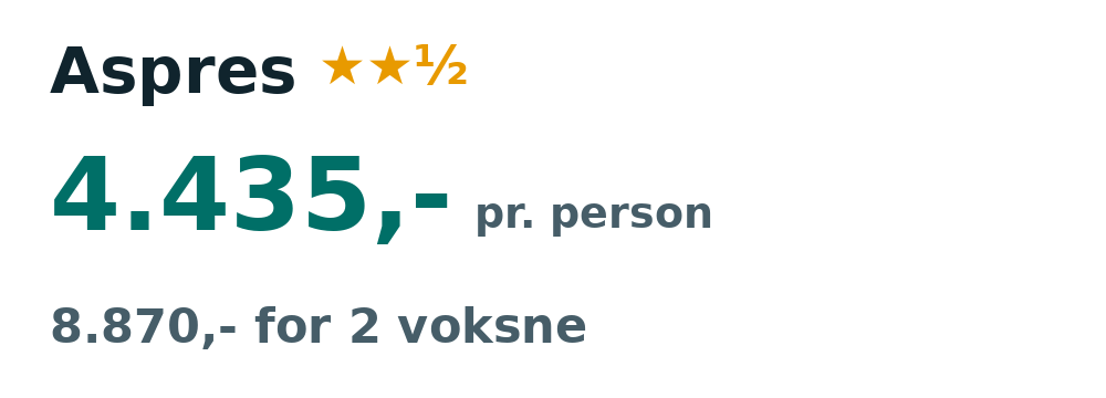 Prisoversigt fra København: 26. sep - 10. okt 26, 14 nætter, 4.435,- pr. person