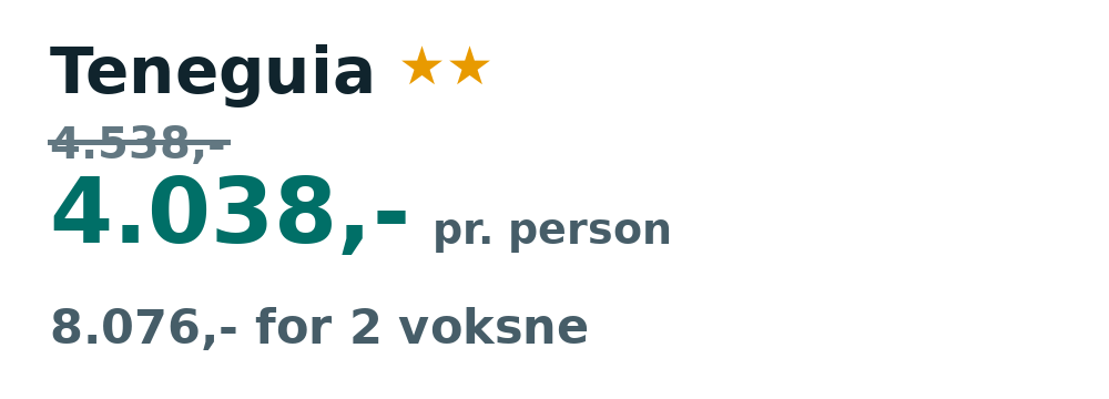Prisoversigt fra Aalborg: 1. - 8. dec 26, 7 nætter, 4.038,- pr. person