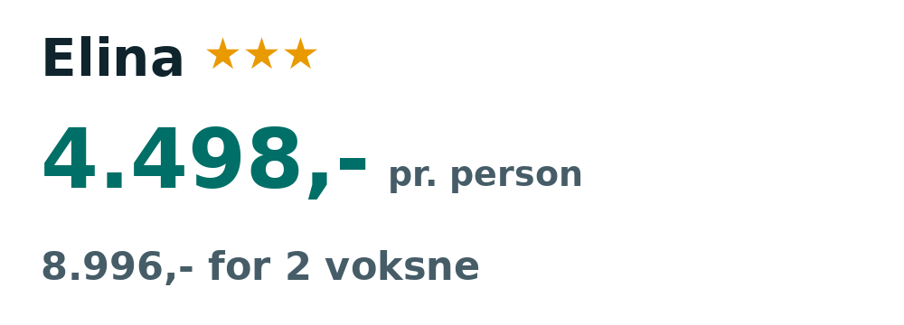 Prisoversigt fra København: 14. - 21. sep 26, 7 nætter, 4.498,- pr. person
