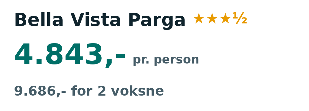 Prisoversigt fra København: 28. sep - 5. okt 26, 7 nætter, 4.843,- pr. person