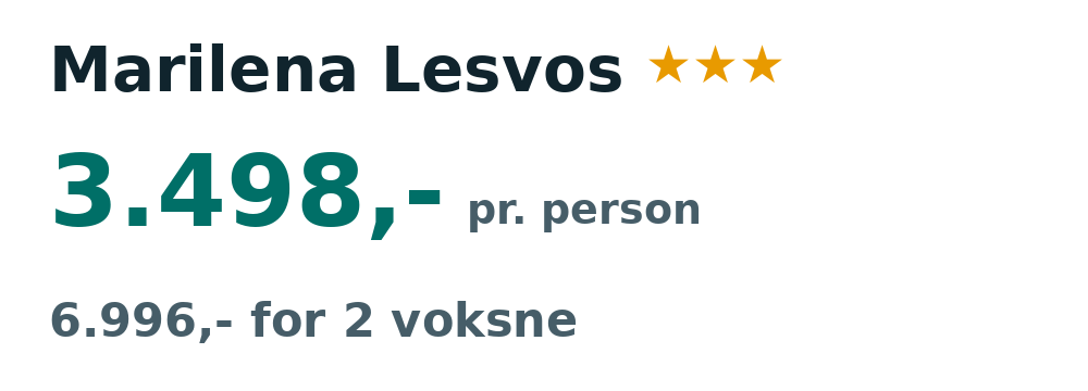 Prisoversigt fra København: 20. sep - 4. okt 26, 14 nætter, 3.498,- pr. person