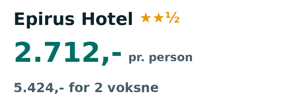 Prisoversigt fra Aalborg: 30. sep - 7. okt 26, 7 nætter, 2.712,- pr. person