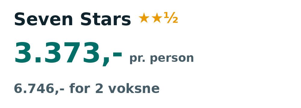 Prisoversigt fra København: 17. - 24. sep 26, 7 nætter, 3.373,- pr. person