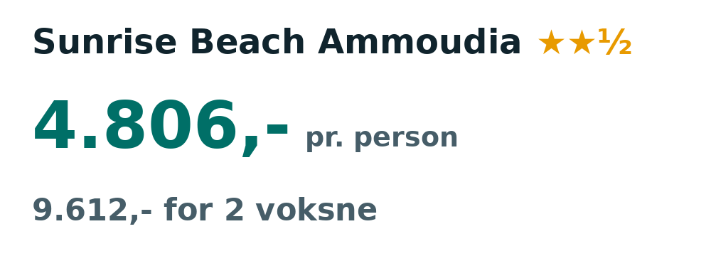 Prisoversigt fra Billund: 11. - 18. sep 26, 7 nætter, 4.806,- pr. person