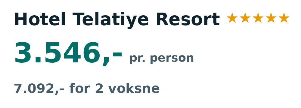 Prisoversigt fra København: 28. okt - 4. nov 26, 7 nætter, 3.546,- pr. person