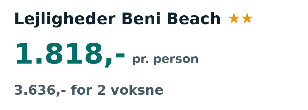 Prisoversigt fra København: 31. okt - 7. nov 26, 7 nætter, 1.818,- pr. person