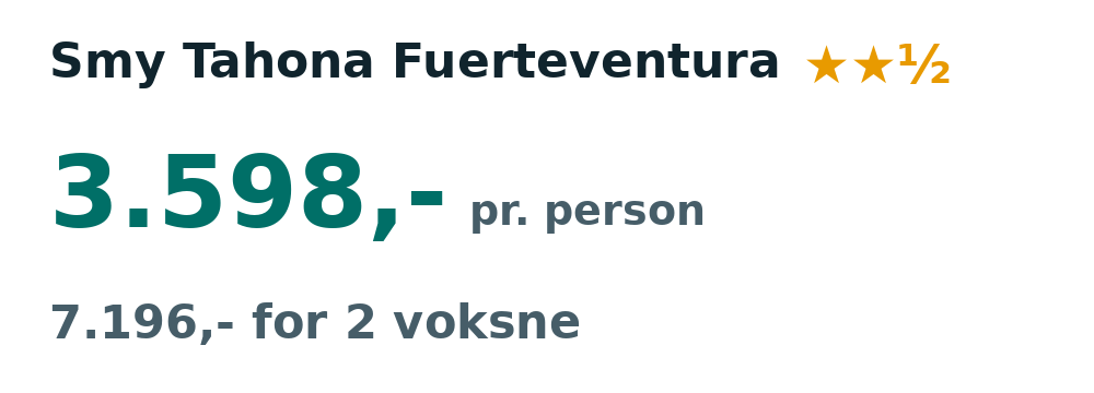 Prisoversigt fra Aalborg: 14. - 21. dec 26, 7 nætter, 3.598,- pr. person