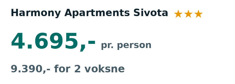 Prisoversigt fra København: 25. sep - 2. okt 26, 7 nætter, 4.695,- pr. person