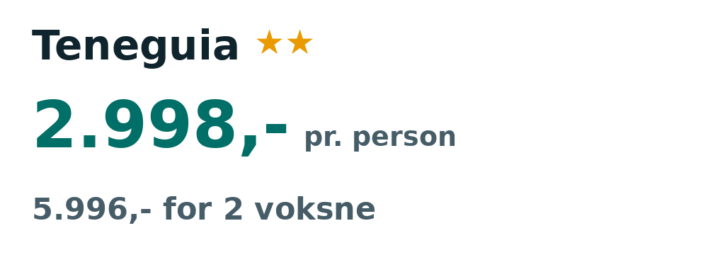 Prisoversigt fra København: 29. nov - 6. dec 26, 7 nætter, 2.998,- pr. person