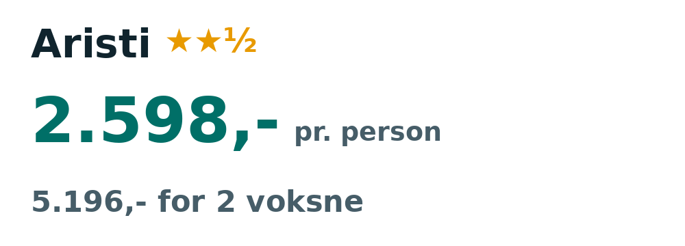 Prisoversigt fra København: 4. - 11. okt 26, 7 nætter, 2.598,- pr. person