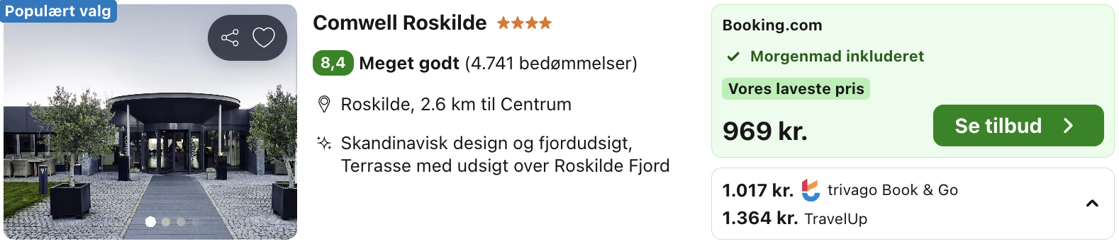 Se det aktuelle tilbud til Comwell Roskilde