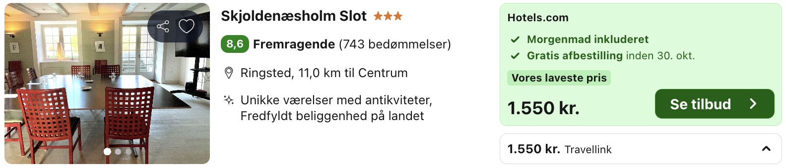Se det aktuelle tilbud til Skjoldenæsholm Slot